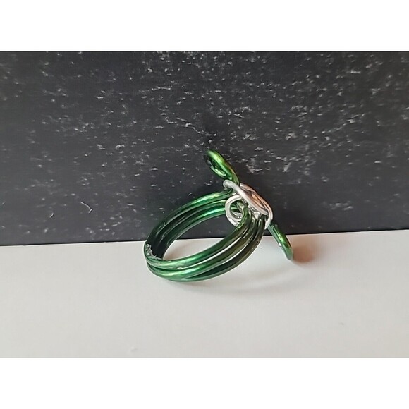 Vintage Green And Silver Tone Metal Wire Wrap Statement Ring, SIZE US 8 - Picture 5 of 10